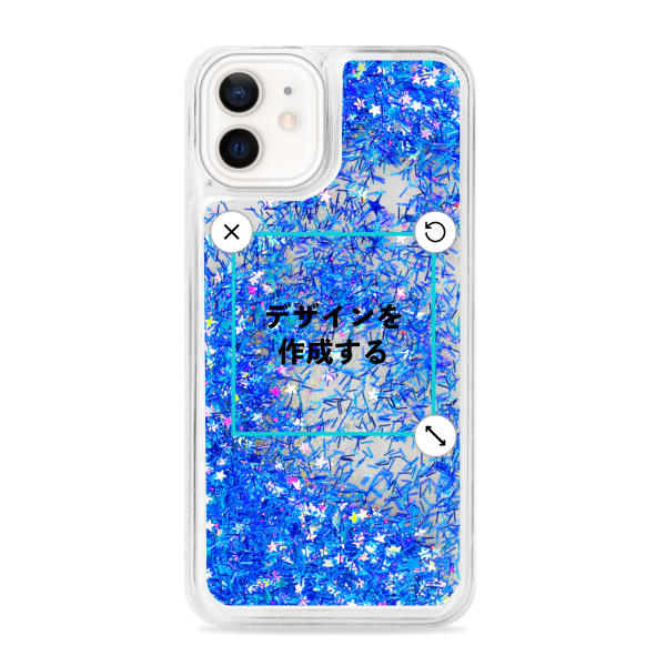 iPhone12 グリッターケース ブルー オリジナルケース 作成
