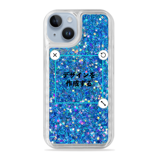 iPhone14 グリッターケース ブルー オリジナルケース 作成