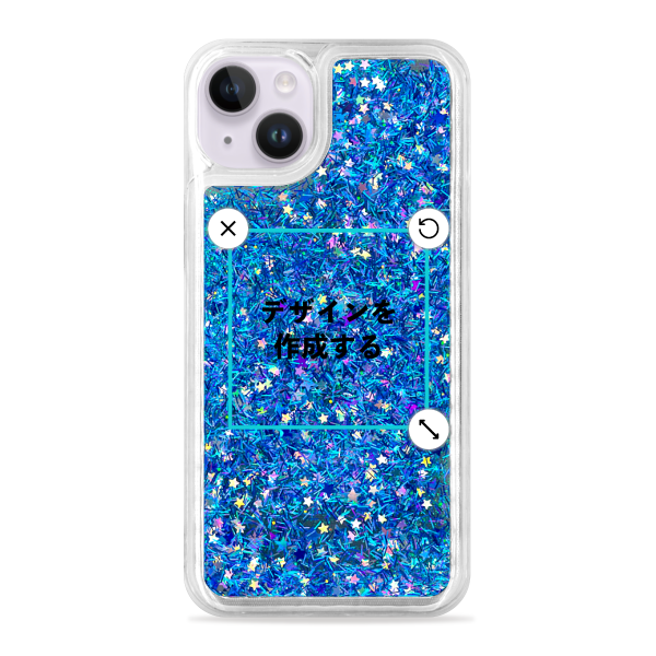 iPhone14Plus グリッターケース ブルー オリジナルケース 作成